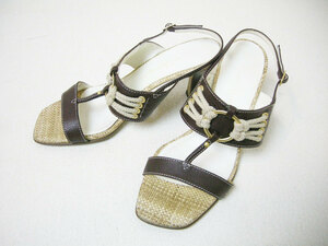 # Ginza Kanematsu light brown group design sandals 22.5#