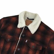 ※D-22 Levi's リーバイス 長袖 ボアジャケット ジャケット 上着 羽織り トップス スナップボタン レッド系 総柄 メンズ M_画像2