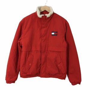 ND154 TOMMY jeans トミー ジーンズ 長袖 リバーシブル 2way ボア ジャケット アウター 上着 羽織り トップス レッド ホワイト メンズ S