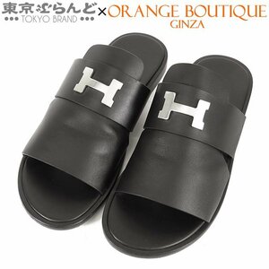 101688748 エルメス HERMES コンスタンス金具 ブラック シルバー金具 レザー 42 サンダル メンズ