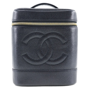 CHANEL シャネル バニティ ココマーク ハンドバッグ マットキャビアスキン 黒 レディース【I191923078】中古