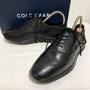 和61★① 箱付き COLE HAAN ZERO GRAND コールハーン ゼログランド レースアップシューズ ウィングチップ 7B 約24 レディース ブラック