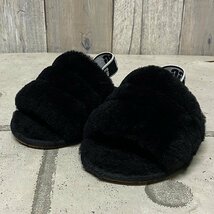 UGG・FLUFF YEAH SLIDE◇アグ　フラッフ イヤー スライド◇ブラック　子ども用　15cm　美品_画像1