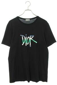 ディオール DIOR 20AW 033J600D0589 サイズ:XL DIOR AND SHAWNロゴ刺繍Tシャツ 中古 OM10