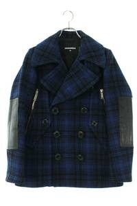 ディースクエアード DSQUARED2 18AW S74AA0157 サイズ:42 レザーエルボーパッチジップポケットチェックPコート 中古 BS99