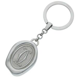 カルティエ Cartier SMALL GOODS STAINLESS KEY RING WITH WAX SEAL DECO デコールCCロゴプレートキーリング 中古 NO05