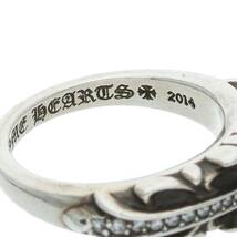 クロムハーツ Chrome Hearts BABY CLSC P/D/ベイビークラシックフローラルクロス サイズ:5号 PAVEダイヤ/シルバーリング 中古 GZ11_画像4