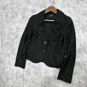 E @ 日本製 '高級感溢れる'『LANVIN COLLECTION ランバンコレクション』SILK混 2釦 テーラードジャケット 40 裏地 ロゴ総柄 アウター 古着