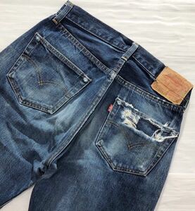 4941《LVC LEVI'S リーバイス》激シブ色落ち 希少バレンシア製 1955年 50'S 55501 501XX 色落ち加工 インディゴデニム ジーンズ W31L36