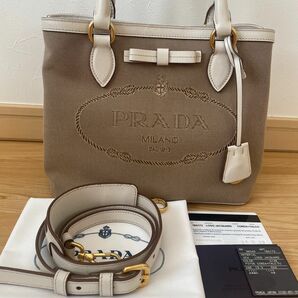 極美品　PRADA プラダ　ロゴジャガード 2wayショルダーバッグ　