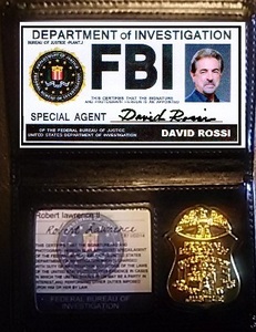 *FBI badge + holder + ID card 2 sheets |Criminal Minds|k limi naruma India |David Rossi| cosplay!| postage Y185*