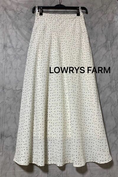 ドット　LOWRYS FARM ホワイト 切り替え　ロングスカート　フリーサイズ 