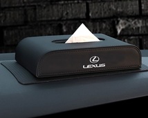 レクサス LEXUS 車用ティッシュボックス PUレザー 高級ティッシュケース 磁石開閉 車内収納ケース ロゴ入り 防水 ブラック_画像3