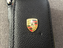 ポルシェ PORSCHE キーケース スマートキー ラウンドファスナー 軽量 ブラック シュリンクレザーキーケース　鍵　収納_画像4