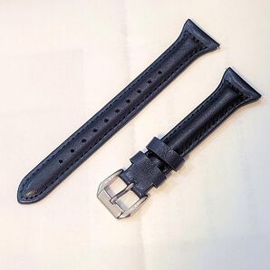 20mm(取付幅)~14mm(身幅) 時計バンド レザー スリム レディース 黒