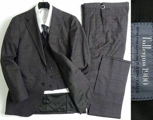 KASHIYAMA the Smart Tailor オンワード樫山 伊製生地Tollegno 高級ウール 2B ジャケット ベスト パンツ 3ピース スーツ 48▲120▼bus9076a