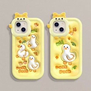 iPhone 15 ケース アイフォン15 ケース 6.1インチ スマートフォンカバー 耐衝撃ケース おもしろ DUCK シリコン スマホcase ソフトカバー