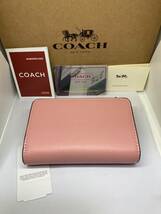 ☆新品未使用　正規品　COACH　コーチ　F6390　二つ折り財布　クロスグレイン　ミディアムコーナー　ジップ　IMOUS　トゥルーピンク☆_画像5