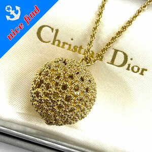 ◆ディオール Christian Dior◆ボール ロングチェーン ネックレス ペンダント ゴールド レディース アクセサリー 総重量:約18.70g 箱付き