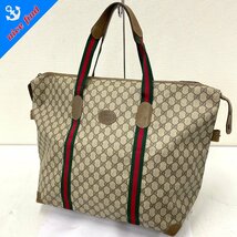 ◆オールドグッチ GUCCI◆シェリーライン GG柄 89.19.012 ボストンバッグ ブラウン PVC レザー レディース メンズ ヴィンテージ アクセコ_画像1