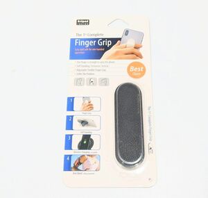 finger grip ベルト式スマホバンド フィンガーバンド レザー調 ブラック（bk）