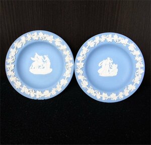 ★ウエッジウッド　ジャスパーウェア　ミニプレート 小皿 トレイ　2点　ブルー　11㎝　飾皿　保管品