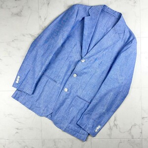 美品 RING JACKET リングジャケット デザインプリント テーラード コットンジャケット メンズ 水色 ライトブルー サイズ46*JC235