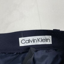 美品 Calvin Klein カルバンクライン タック テーパードパンツ 裏地あり ボトムス レディース 紺 ネイビー サイズ9*JC152_画像6