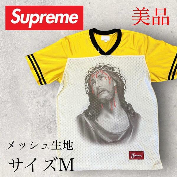 【美品】Supreme シュプリーム センタービッグ　ロゴ入りメッシュ Tシャツ