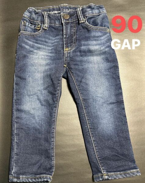 中古　babygap キッズ90 ヴィンテージ加工　デニムパンツ　綿裏地付き