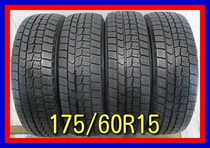 ■中古タイヤ■　175/60R15 81Q DUNLOP WINTERMAXX WM02 キューブ ノート マーチ等 冬タイヤ スタッドレス レア 激安　送料無料　B25