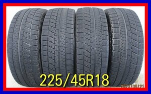 ■中古タイヤ■　225/45R18 91Q BRIDGESTONE BLIZZAK VRX クラウン オデッセイ レガシィ等 冬タイヤ スタッドレス 激安　送料無料　B15