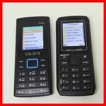 SIMフリー 海外携帯2台 F002 COLORS,cherry mobile B5 電池1つ共通 2G GSM ワイドFMラジオ,カメラ,ICレコーダー dualSIM 日本未発 送料230_画像1