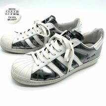 1円 【希少】 プラダ アディダス スーパースター スニーカー PRADA adidas Superstar トレフォイル スリーストライプ シルバー 銀 8 26.5cm_画像1