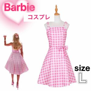 ハロウィン　バービー風　コスプレ Barbie なりきり　L ピンク オールインワン ワンピース