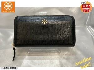 【中古】 TORYBURCH トリバーチ 長財布 ブラック色 レザー