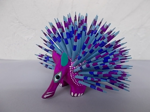 New Authentic Mexican Hedgehog Alebrije Direct Import L Size Mouse Needle Wood Carving Woodcraft Handmade Colorful Remember Me PV, handmade works, interior, miscellaneous goods, ornament, object