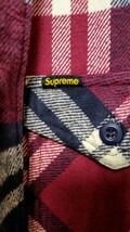 中古 M 秋冬用 厚手生地 Supreme Heavyweight Plaid Flannel Shirt シュプリーム ヘビー フランネル シャツ チェック 赤 ネルシャツ 長袖_画像4