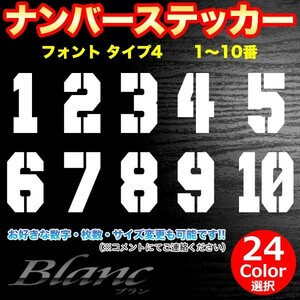 ★ヘルメット ナンバー タイプ4　1～10番 ステッカー 番号 数字 野球 ベースボール ソフトボール アイスホッケー スポーツ ゼッケン