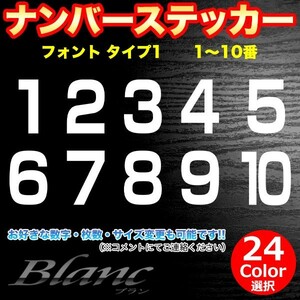 ★ヘルメット ナンバー タイプ1　1～10番 ステッカー 番号 数字 野球 ベースボール ソフトボール アイスホッケー スポーツ ゼッケン