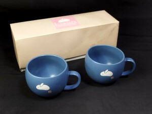 ★未使用 加藤工芸 マグカップ うさぎ ピュアライフ　陶器製 箱付き 現状品 KATO KOGEI カップ コップ ブルー スープカップ