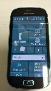 D4734 docomo Xi らくらくスマートフォン me F-03K FUJITSU 4G androidスマホ 簡易動作確認＆簡易清掃＆初期化OK 判定○ 送料無料 現状品