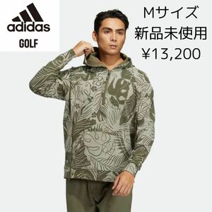 13,200円! M 新品 adidas GOLF ハーフジップ スウェットパーカー UPF50 ジャケット アディダスゴルフ ゴルフウェア 総柄 フーディー 511