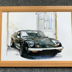 ■BOW。池田和弘『Lotus Europa SPL』B5サイズ 額入り 貴重イラスト 印刷物 ポスター風デザイン 額装品 アートフレーム 旧車