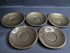 ◆新品◆ノリタケ/乃りたけ/黒金/舟型茶托/5枚組◆茶道具/割烹/懐石/料亭/旅館/食堂◆新品未使用