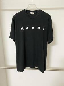 美品　格安　MARNI マルニ プリント ロゴ Tシャツ オーバーサイズ ブラック ５０　黒　マルジェラ　プラダ　ディオール