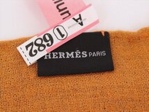 HERMES【エルメス】カシミヤ シルクマフラー☆ネイビー×オレンジ☆ホース柄☆馬柄☆ストール☆ロゴ☆カシシル☆レディース☆箱付☆_画像6