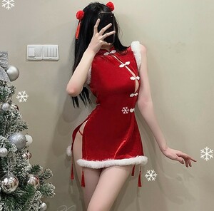 クリスマス衣装　サンタクロース　チャイナ服　Xmas コスプレ衣装　新品　セクシーコスプレ
