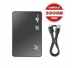 【中古美品】320GB 外付けハードディスク HDD 2.5インチ SATA USB3.0 超薄型 ポータブル ストレージ ケーブル パソコン PC Windows Mac