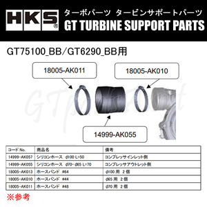 HKS GTタービン サポートパーツ GT75100_BB/GT6290_BB用 シリコンホース BK φ70-φ65 L=70 14999-AK055